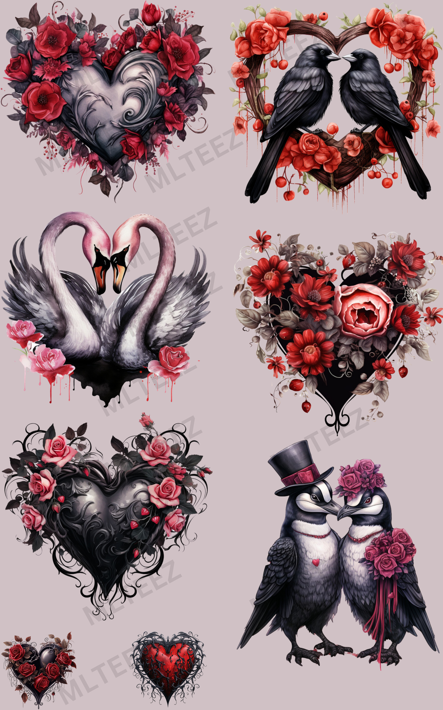 VALENTINE'S DAY (5) PREMADE GANGSHEET - 22X36 DTF TRANSFERS - DIRECT TO FILM