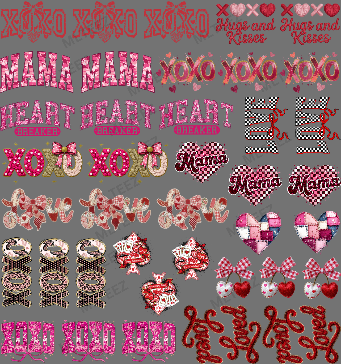 XOXO (1) PREMADE TRUCKER HAT GANGSHEET - 22X24 DTF TRANSFERS - DIRECT TO FILM