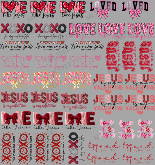LOVE LIKE JESUS TRUCKER HAT (1) PREMADE GANGSHEET - 22X24 DTF TRANSFERS - DIRECT TO FILM