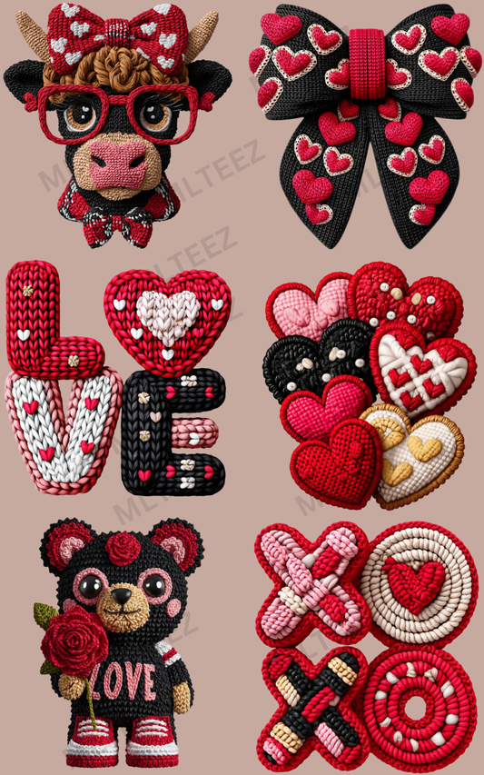 VALENTINE'S DAY (6) PREMADE GANGSHEET - 22X36 DTF TRANSFERS - DIRECT TO FILM