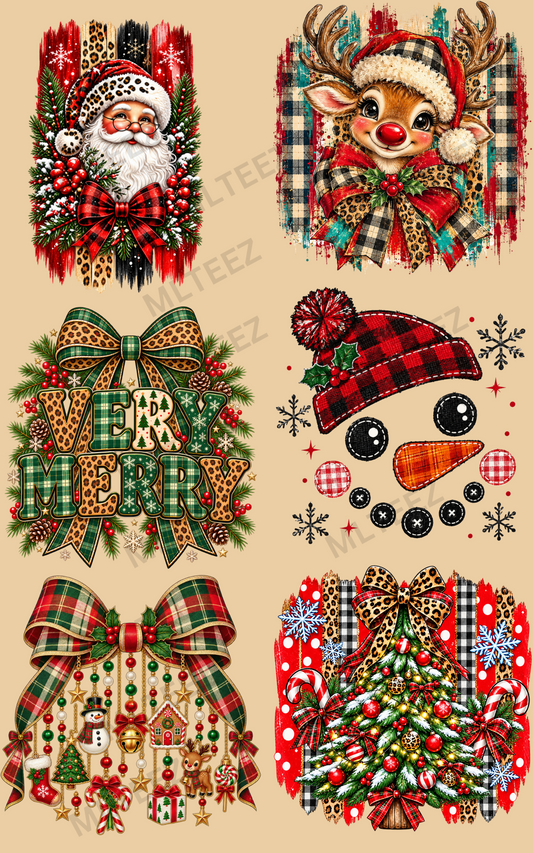 VERY MERRY PLAID CHRISTMAS (1) PREMADE GANGSHEET - 22X36 DTF TRANSFERS - DIRECT TO FILM