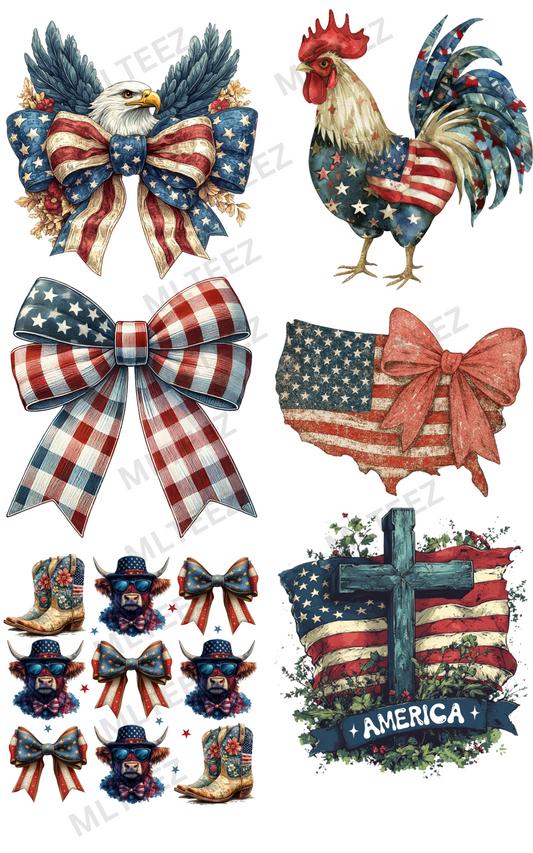 VINTAGE AMERICA (1) PREMADE GANGSHEET  - 22X36  DTF TRANSFERS - DIRECT TO FILM