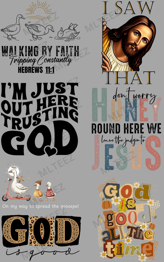 WALKING BY FAITH (1) PREMADE GANGSHEET - 22X36 DTF TRANSFERS - DIRECT TO FILM