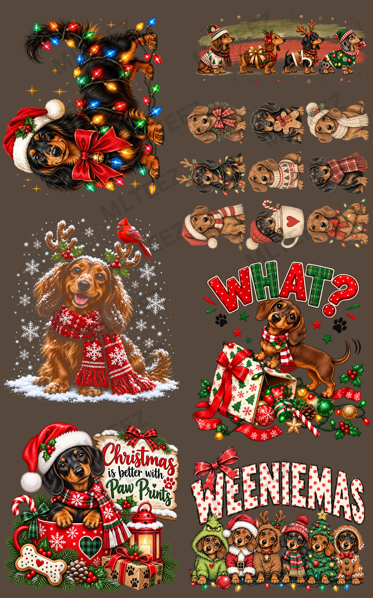 WEENIEMAS (1) PREMADE GANGSHEET - 22X36 DTF TRANSFERS - DIRECT TO FILM