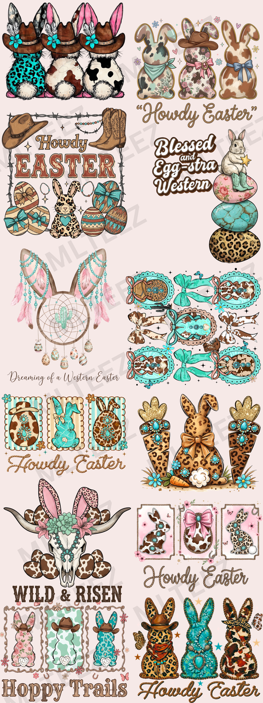 WESTERN EASTER (1) (60 INCH) PREMADE GANGSHEET - 22X60 DTF TRANSFERS - DIRECT TO FILM