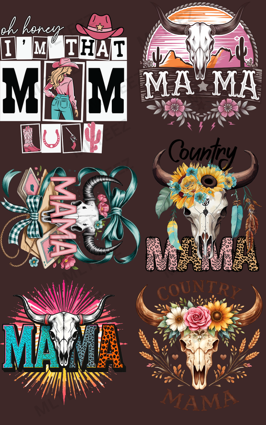 WESTERN MAMA (3) PREMADE GANGSHEET - 22X36 DTF TRANSFERS - DIRECT TO FILM