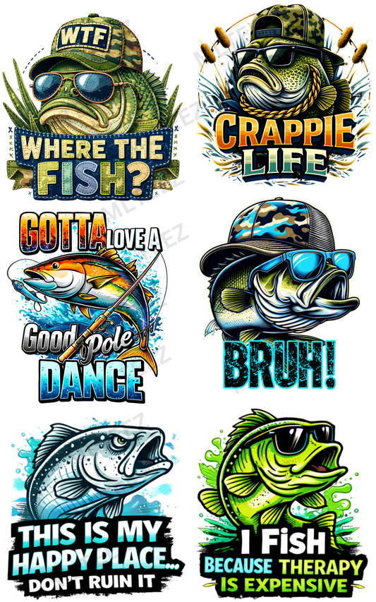 WHERE THE FISH (1) PREMADE GANGSHEET - 22X36 DTF TRANSFERS - DIRECT TO FILM
