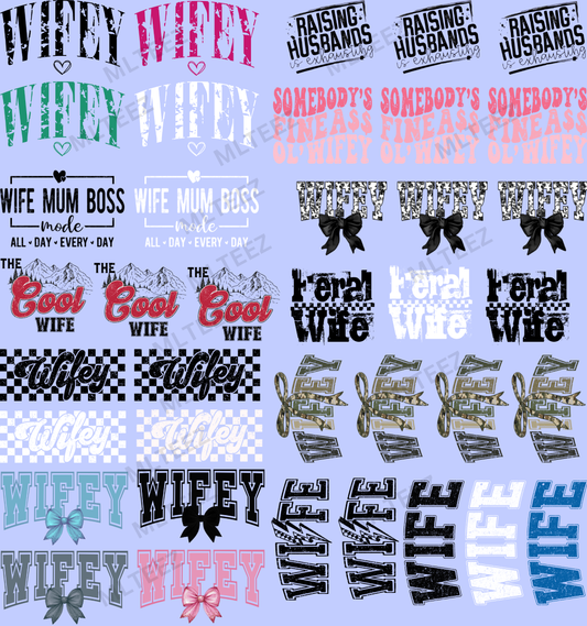 WIFEY TRUCKER HAT (1) PREMADE GANGSHEET - 22X24 DTF TRANSFERS - DIRECT TO FILM