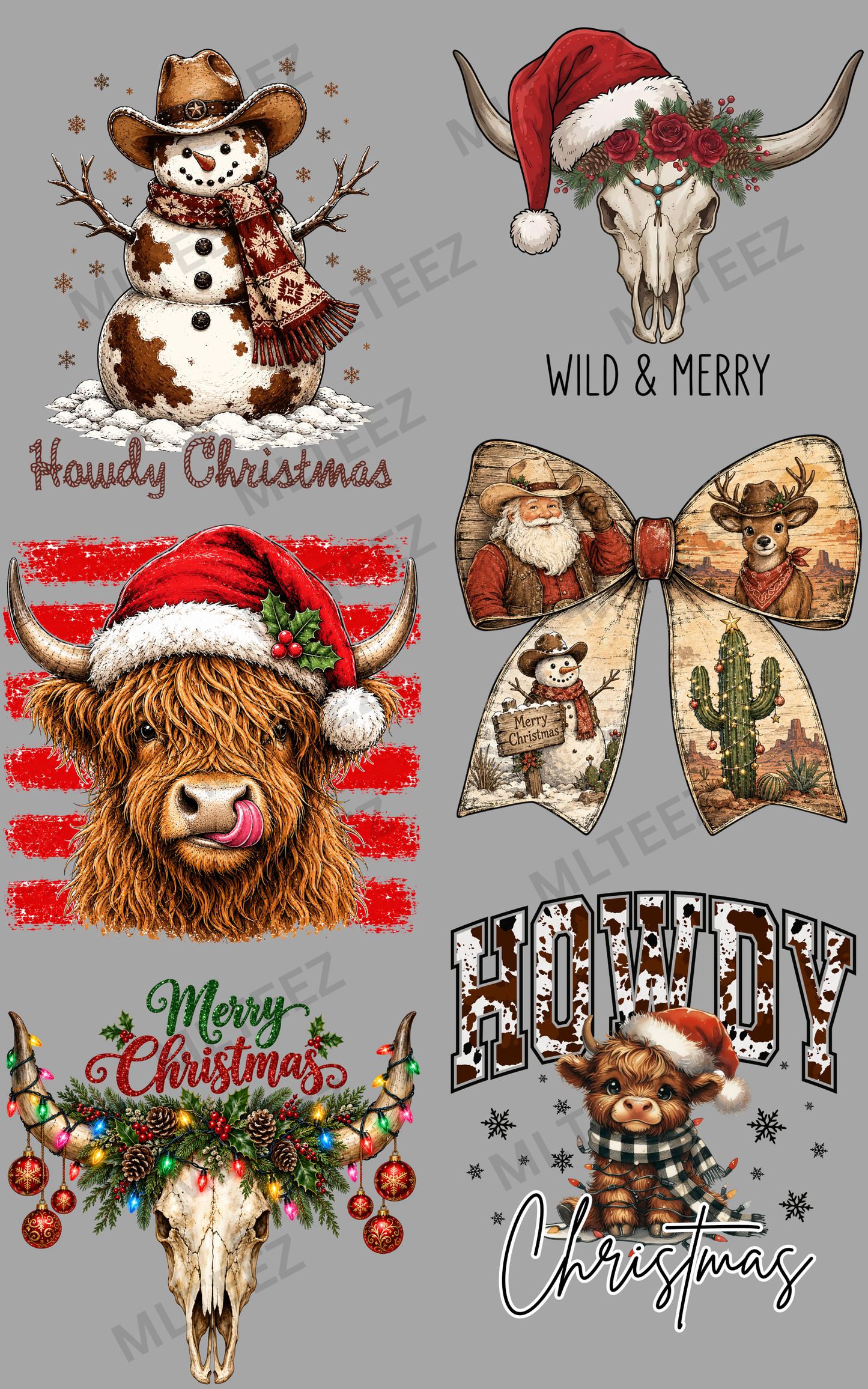 WILD & MERRY (1) PREMADE GANGSHEET - 22X36 DTF TRANSFERS - DIRECT TO FILM