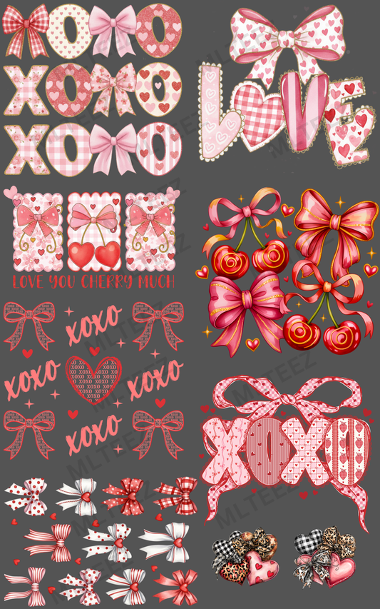 XOXO (4) PREMADE GANGSHEET - 22X36 DTF TRANSFERS - DIRECT TO FILM