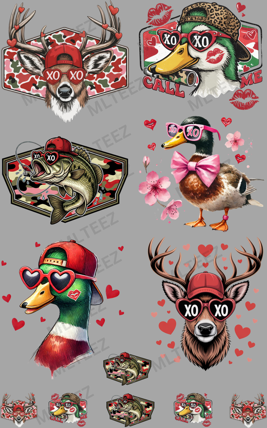 XOXO (5) (HUNTING/FISHING) PREMADE GANGSHEET - 22X36 DTF TRANSFERS - DIRECT TO FILM