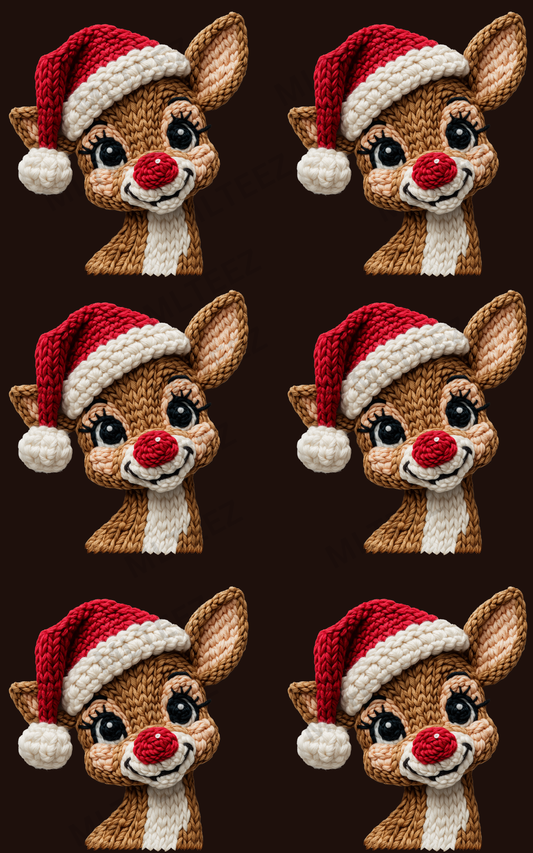 YARN BABY REINDEER (1) (6 ADULT) PREMADE GANGSHEET  - 22X36  DTF TRANSFERS - DIRECT TO FILM