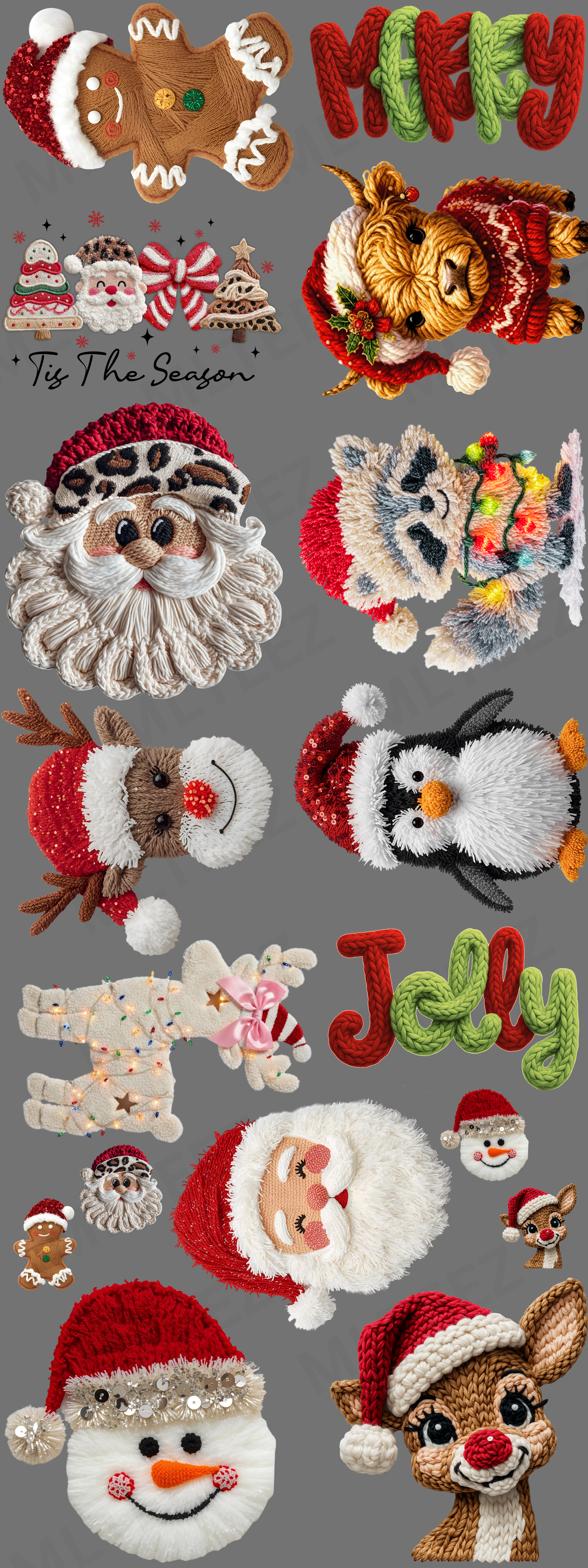 YARN CHRISTMAS FRIENDS (ADULT) (2) PREMADE DTF GANGSHEET  - 22X60  DTF TRANSFERS - DIRECT TO FILM