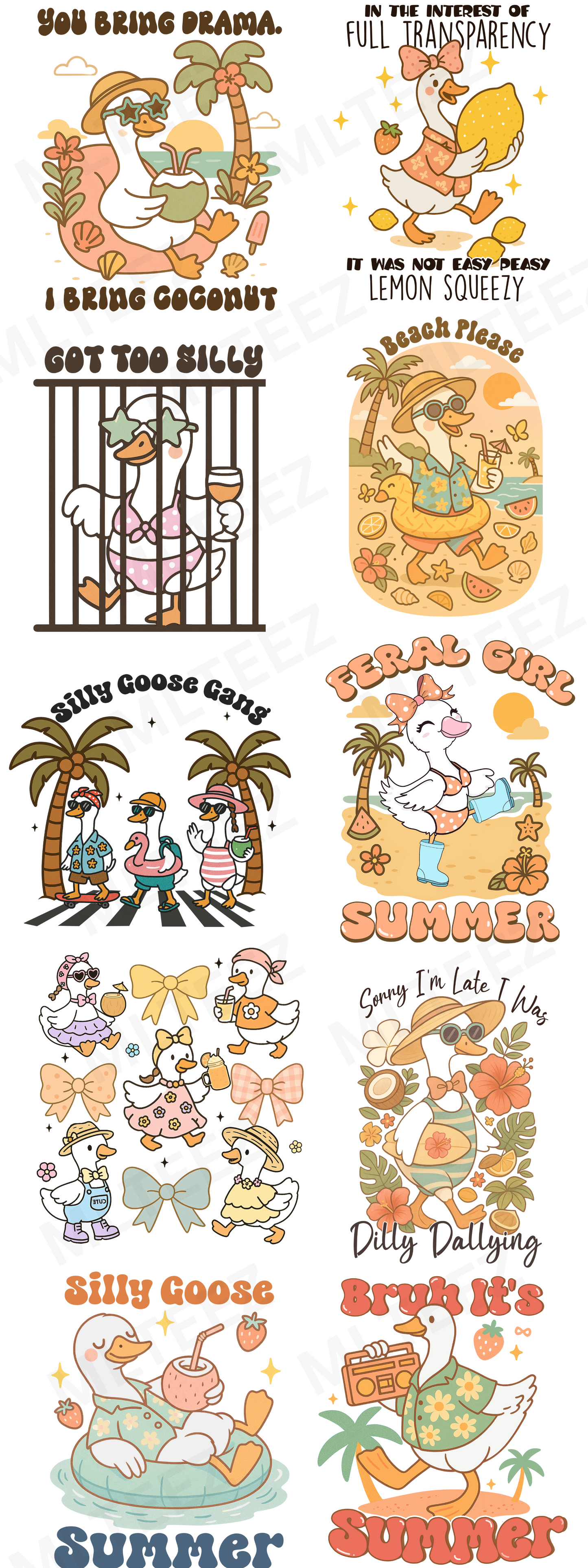 YOU BRING DRAMA, I BRING COCONUT PREMADE GANGSHEET  - 22X60  DTF TRANSFERS - DIRECT TO FILM