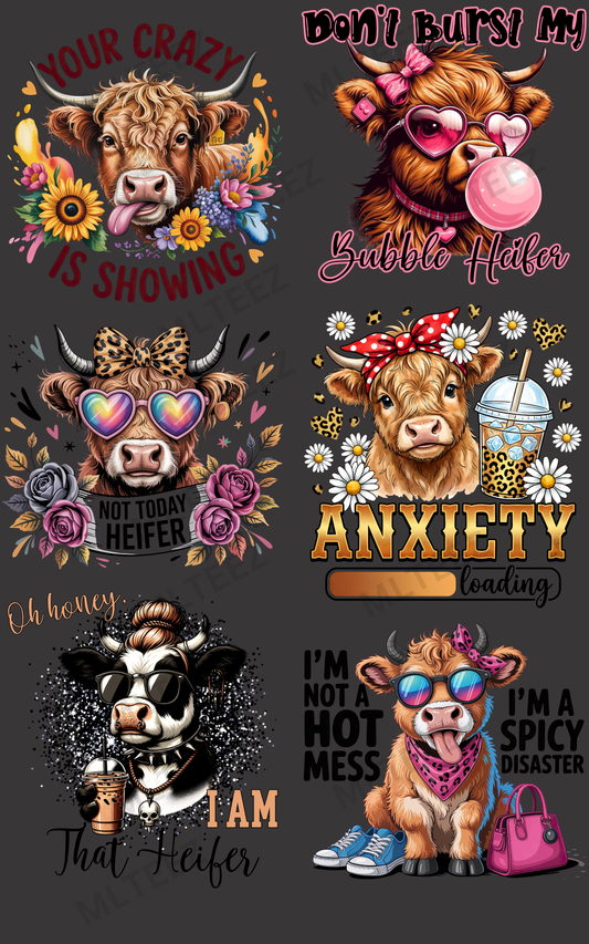 YOUR CRAZY IS SHOWING (1) PREMADE GANGSHEET - 22X36 DTF TRANSFERS - DIRECT TO FILM