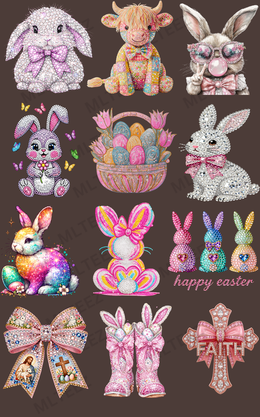 YOUTH EASTER (3) (FAUX RHINESTONE) PREMADE GANGSHEET - 22X36 DTF TRANSFERS - DIRECT TO FILM