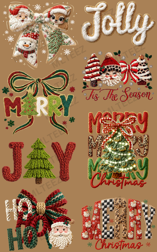 CHRISTMAS BOW (1) PREMADE GANGSHEET - 22X36 DTF TRANSFERS - DIRECT TO FILM
