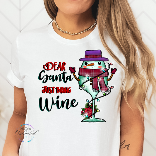 Dear Santa Just Bring Wine DTF Direct To Film