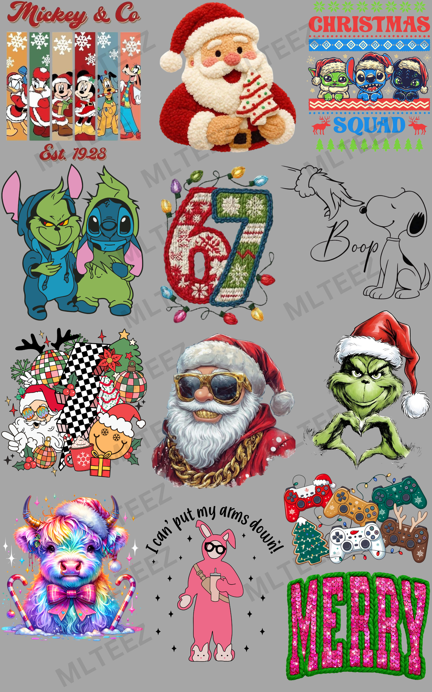 CHRISTMAS YOUTH (1) PREMADE GANGSHEET - 22X36 DTF TRANSFERS - DIRECT TO FILM