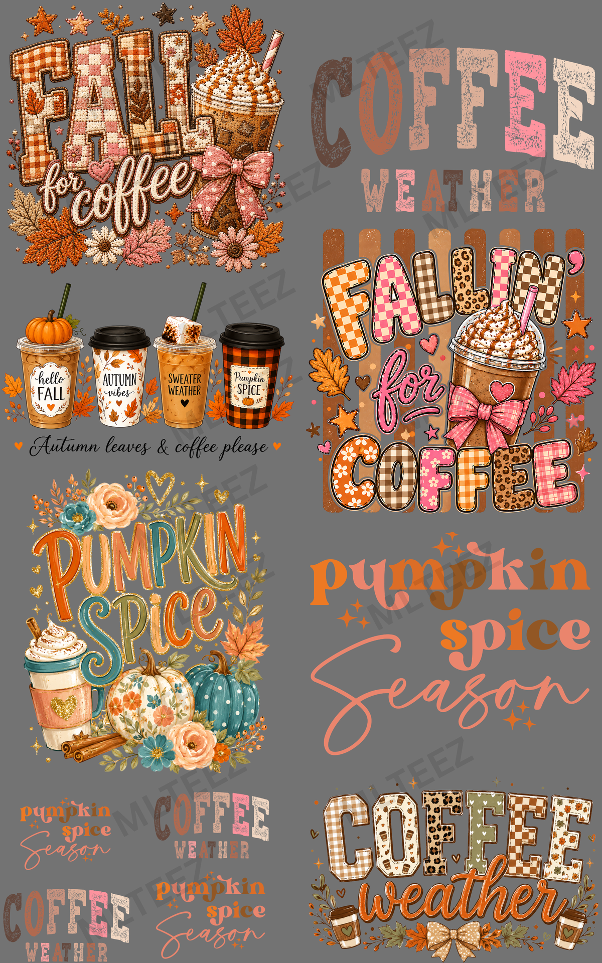 COFFEE WEATHER (1) PREMADE GANGSHEET - 22X36 DTF TRANSFERS - DIRECT TO FILM
