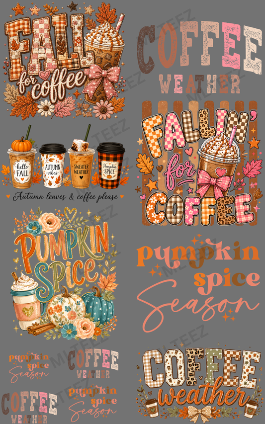 COFFEE WEATHER (1) PREMADE GANGSHEET - 22X36 DTF TRANSFERS - DIRECT TO FILM