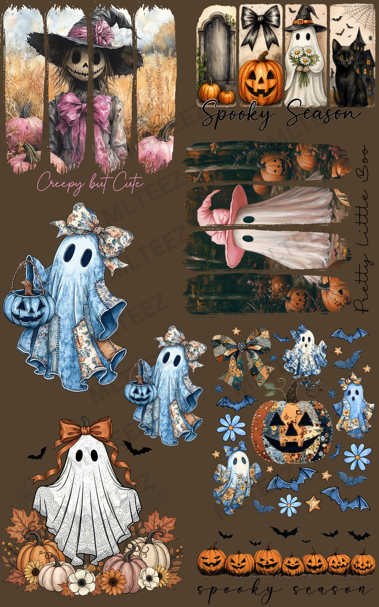 CREEPY BUT CUTE (1) PREMADE GANGSHEET  - 22X36  DTF TRANSFERS - DIRECT TO FILM