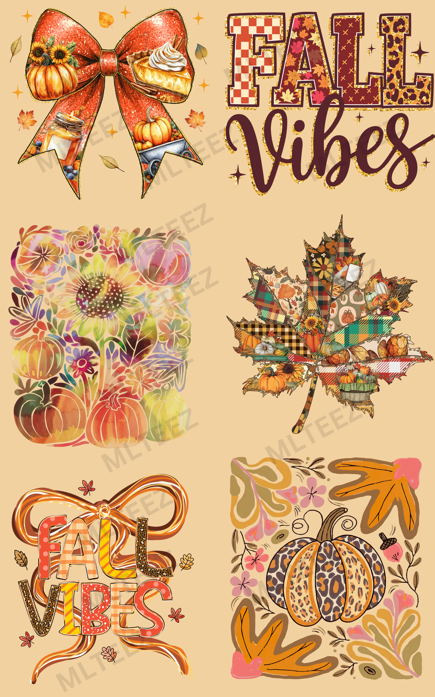 FALL (3) PREMADE GANGSHEET - 22X36 DTF TRANSFERS - DIRECT TO FILM