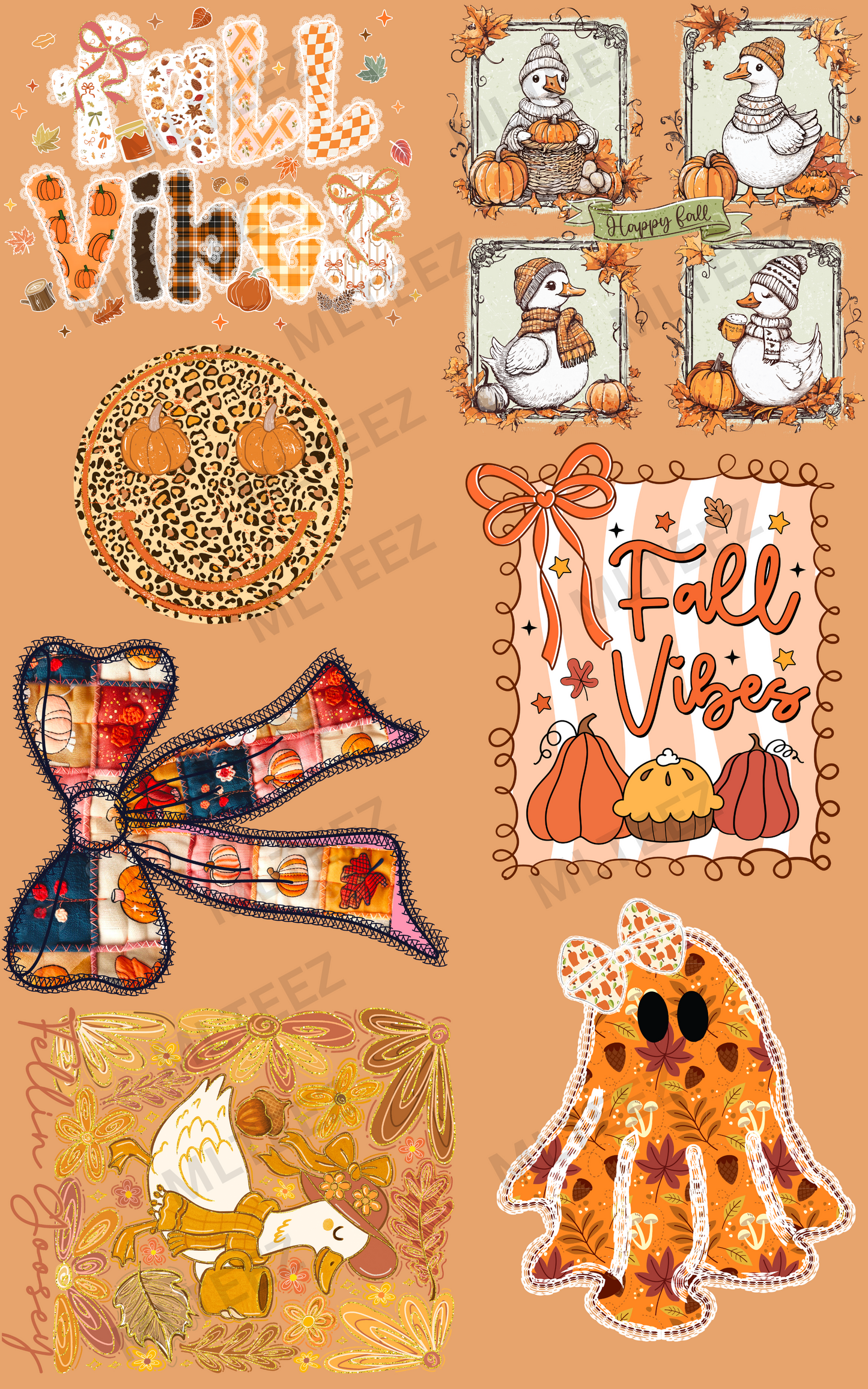 FALL VIBES (3) PREMADE GANGSHEET  - 22X36  DTF TRANSFERS - DIRECT TO FILM