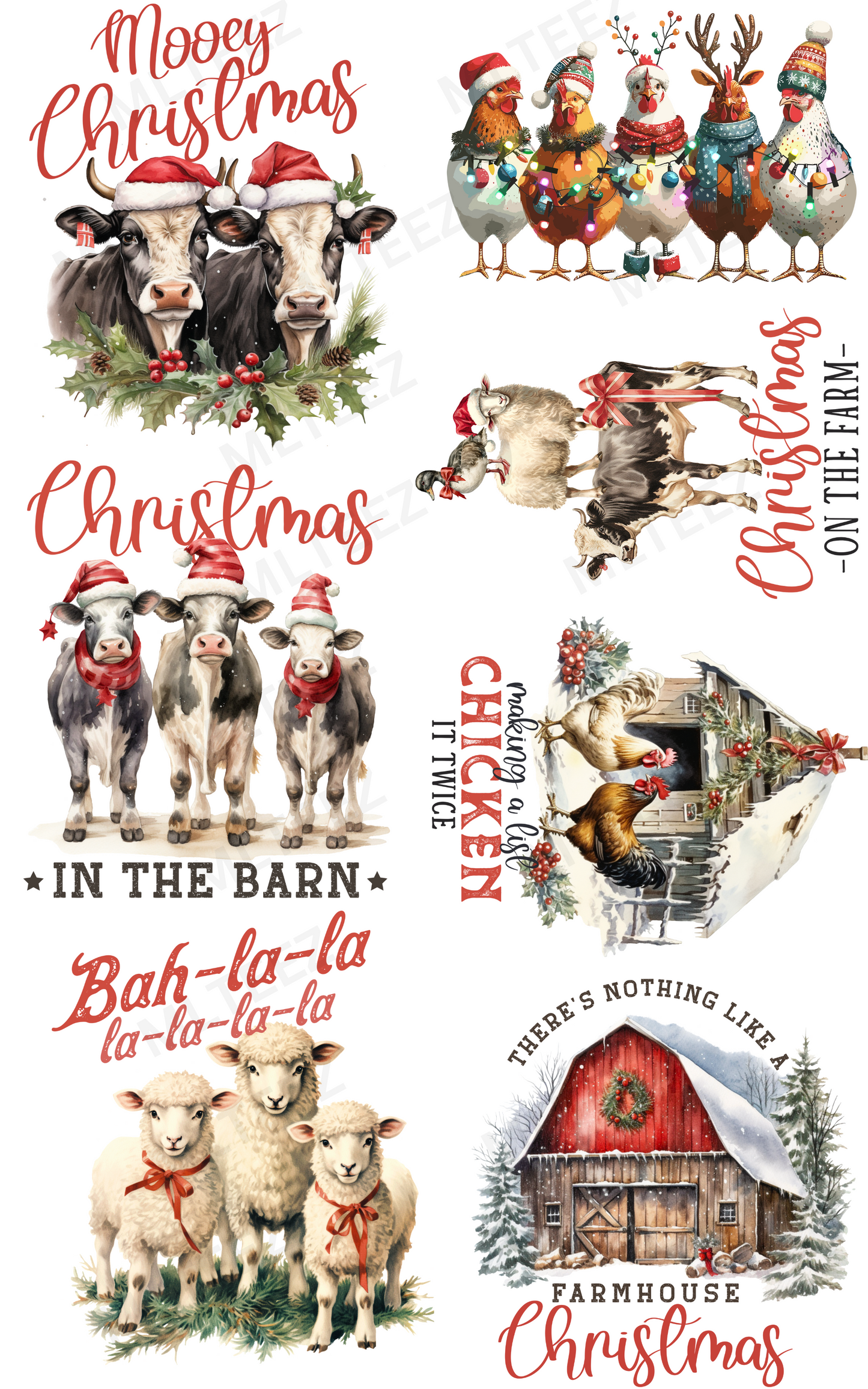 Christmas On The Farm GANGSHEET  - 22X36