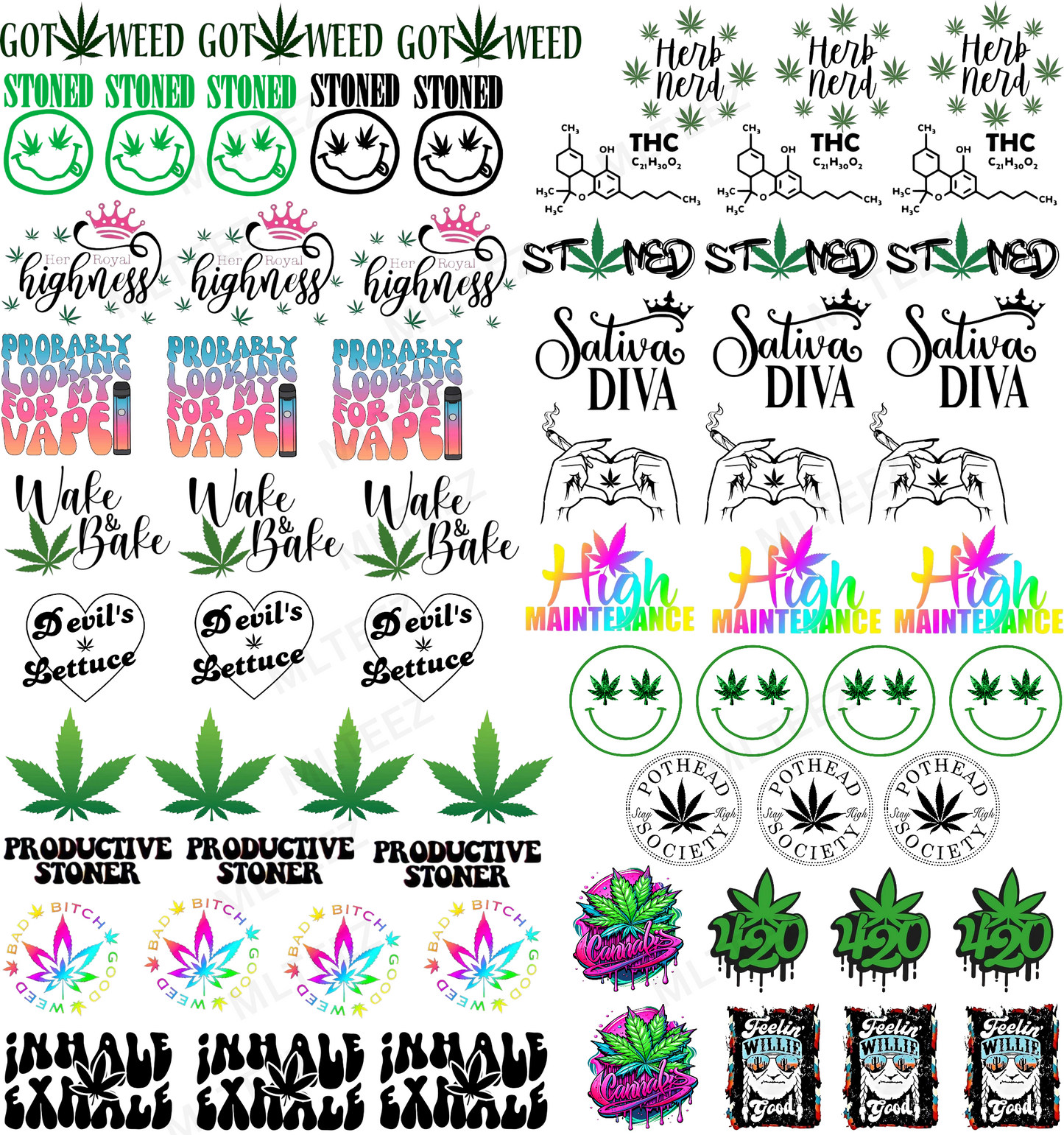 HERB NERD TRUCKER HAT GANGSHEET  - 22X24