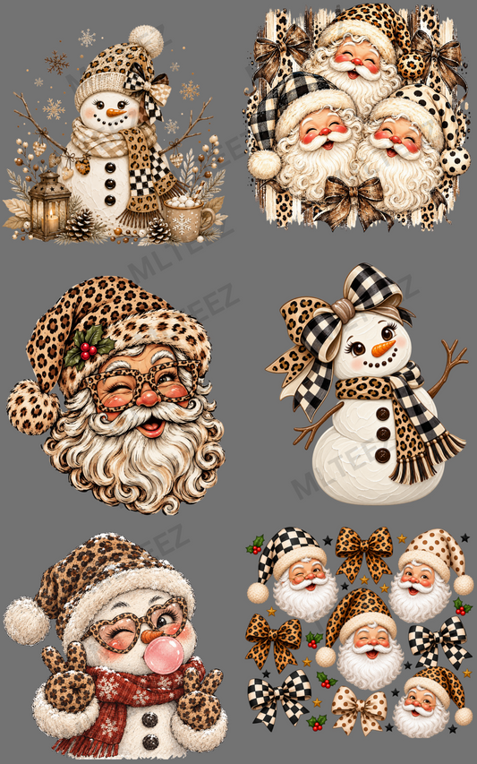 LEOPARD CHRISTMAS (2) PREMADE GANGSHEET - 22X36 DTF TRANSFERS - DIRECT TO FILM