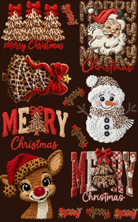 MERRY CHRISTMAS (10) PREMADE GANGSHEET - 22X36 DTF TRANSFERS - DIRECT TO FILM