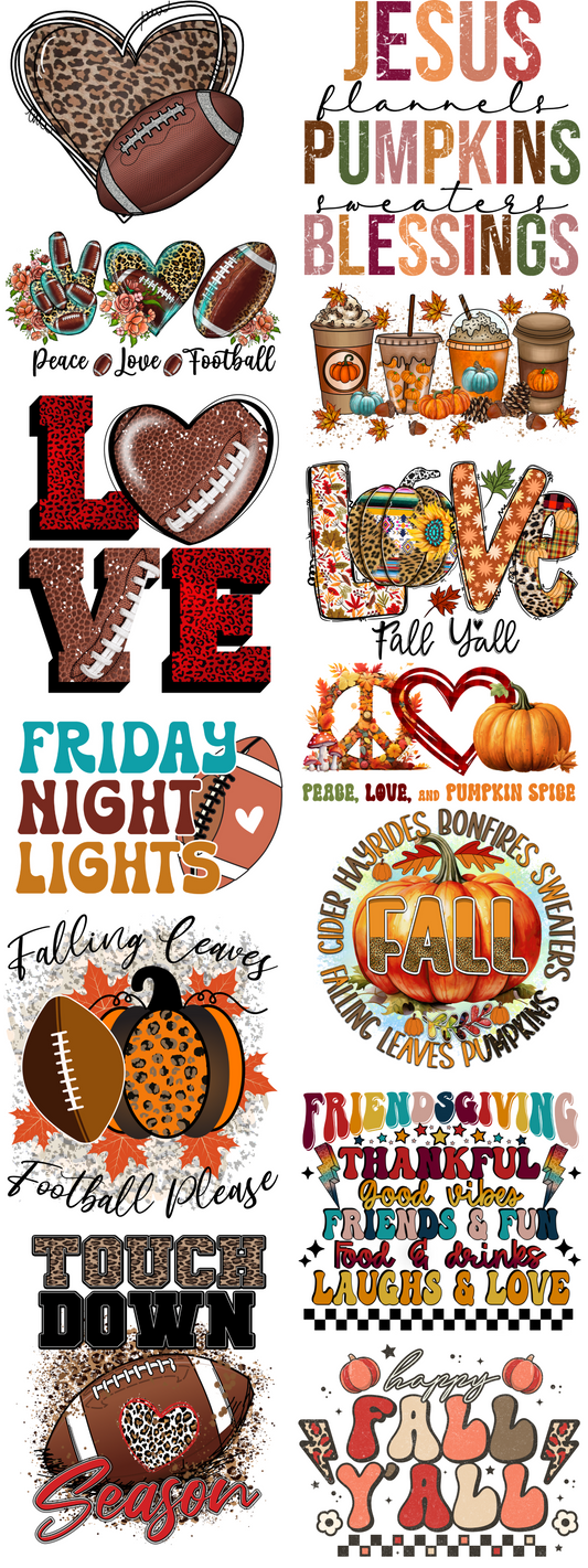 PREMADE FALL & FOOTBALL GANGSHEET  - 22X60