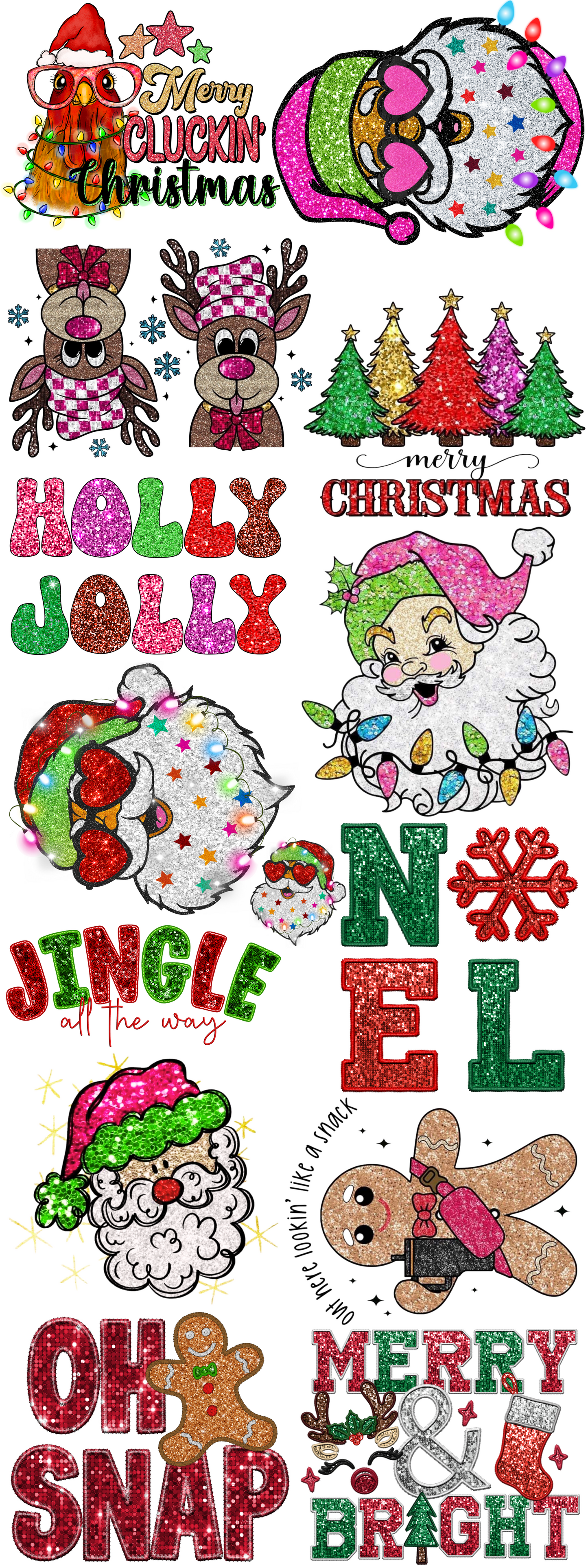 CHRISTMAS GLITTER GANG 2 PREMADE GANGSHEET  - 22X60