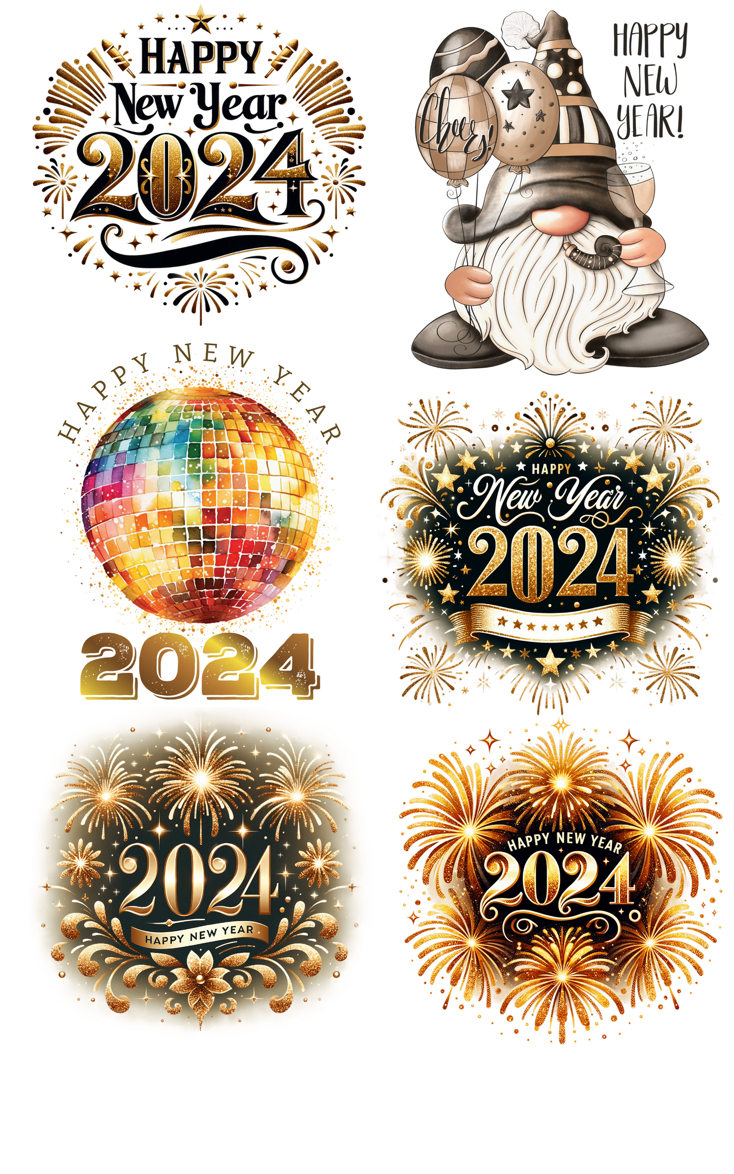 HAPPY NEW YEAR (1) PREMADE GANGSHEET  - 22X36