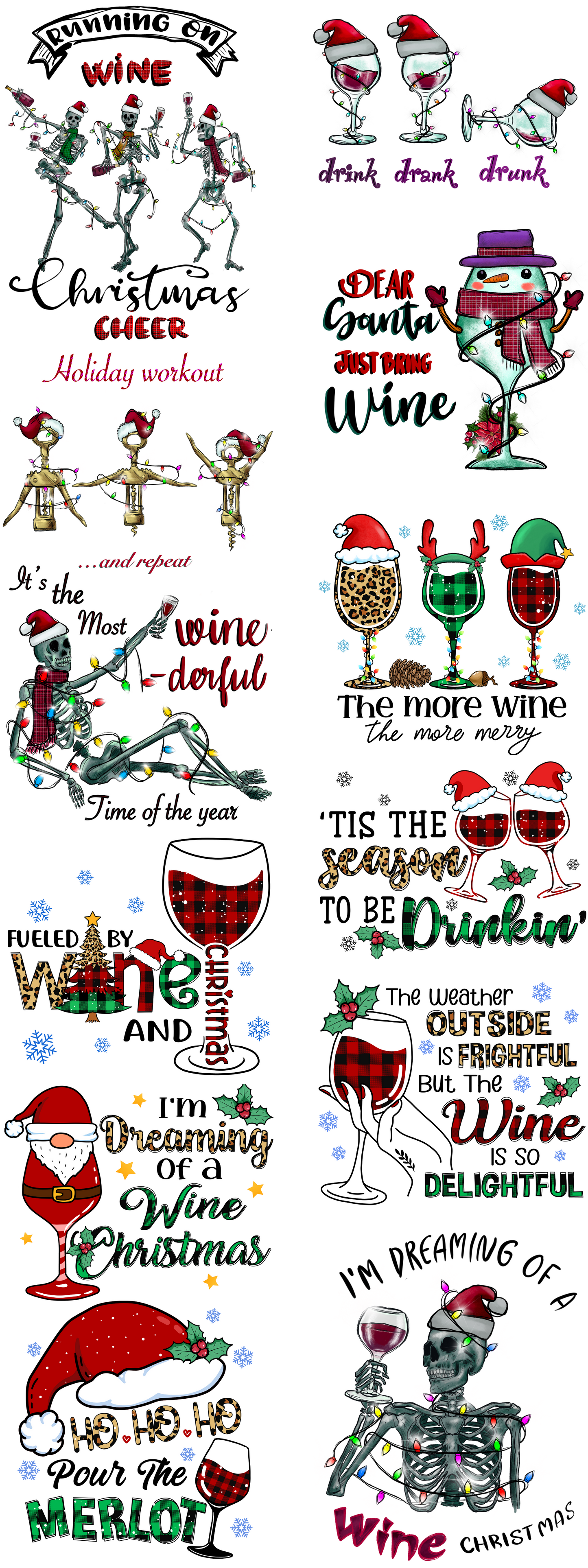 PREMADE WINE NOT? CHRISTMAS GANGSHEET  - 22X60