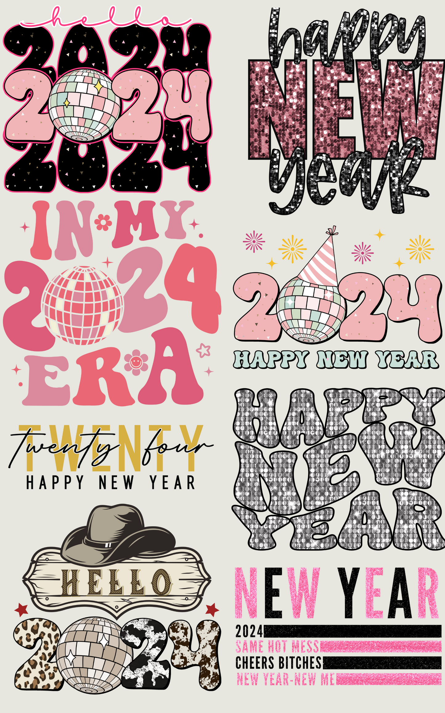 HAPPY NEW YEAR (2) PREMADE GANGSHEET  - 22X36