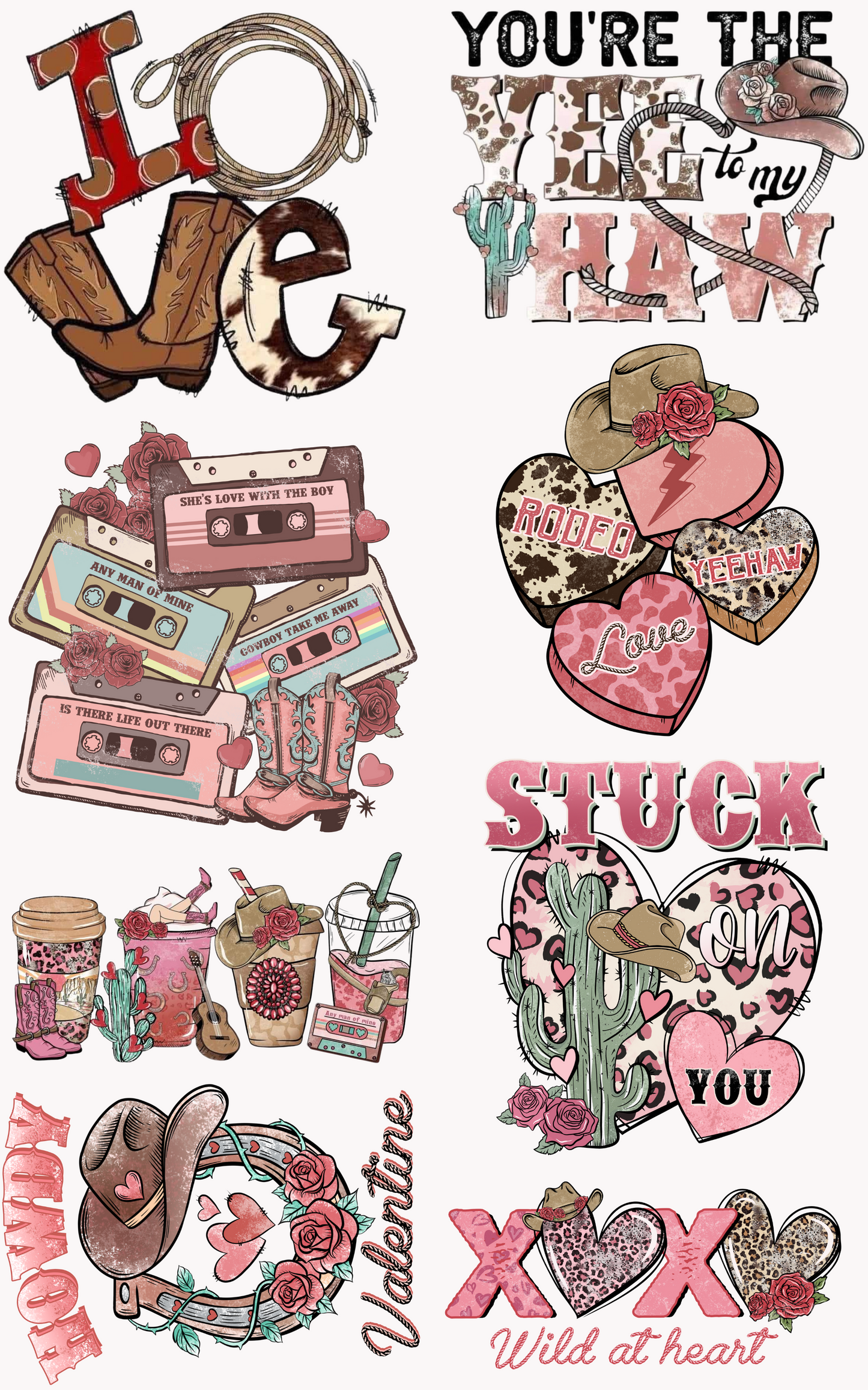 YEE HAW LOVE VALENTINE'S DAY PREMADE GANGSHEET  - 22X36