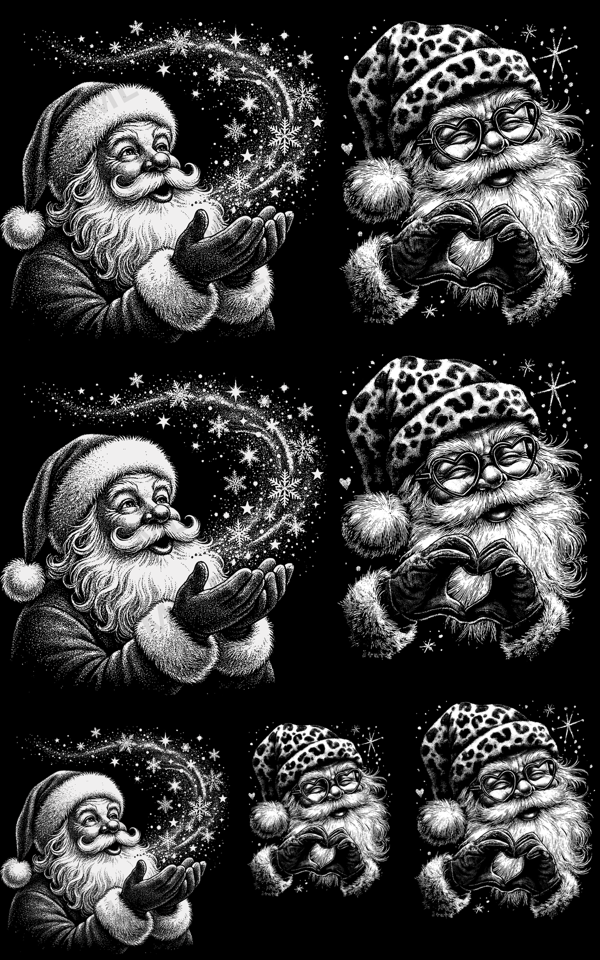 SANTA LOVE HALF TONE (1) PREMADE GANGSHEET - 22X36 DTF TRANSFERS - DIRECT TO FILM