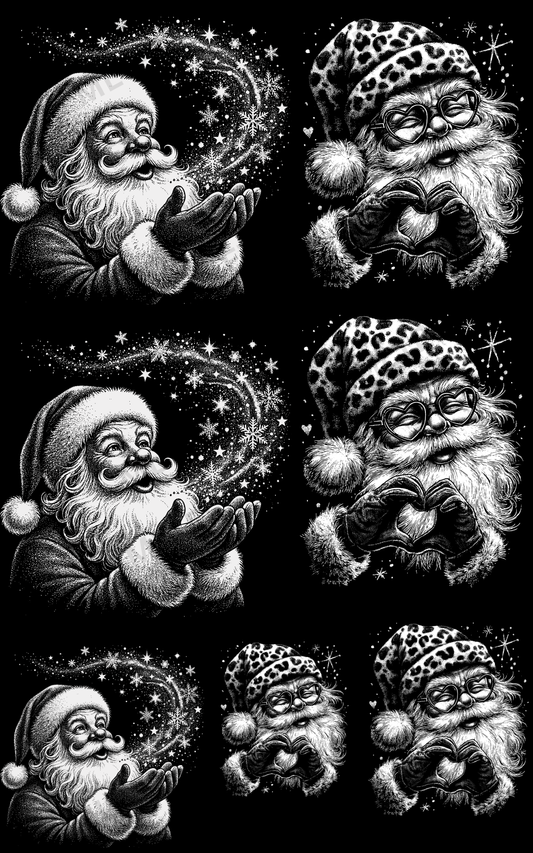 SANTA LOVE HALF TONE (1) PREMADE GANGSHEET - 22X36 DTF TRANSFERS - DIRECT TO FILM