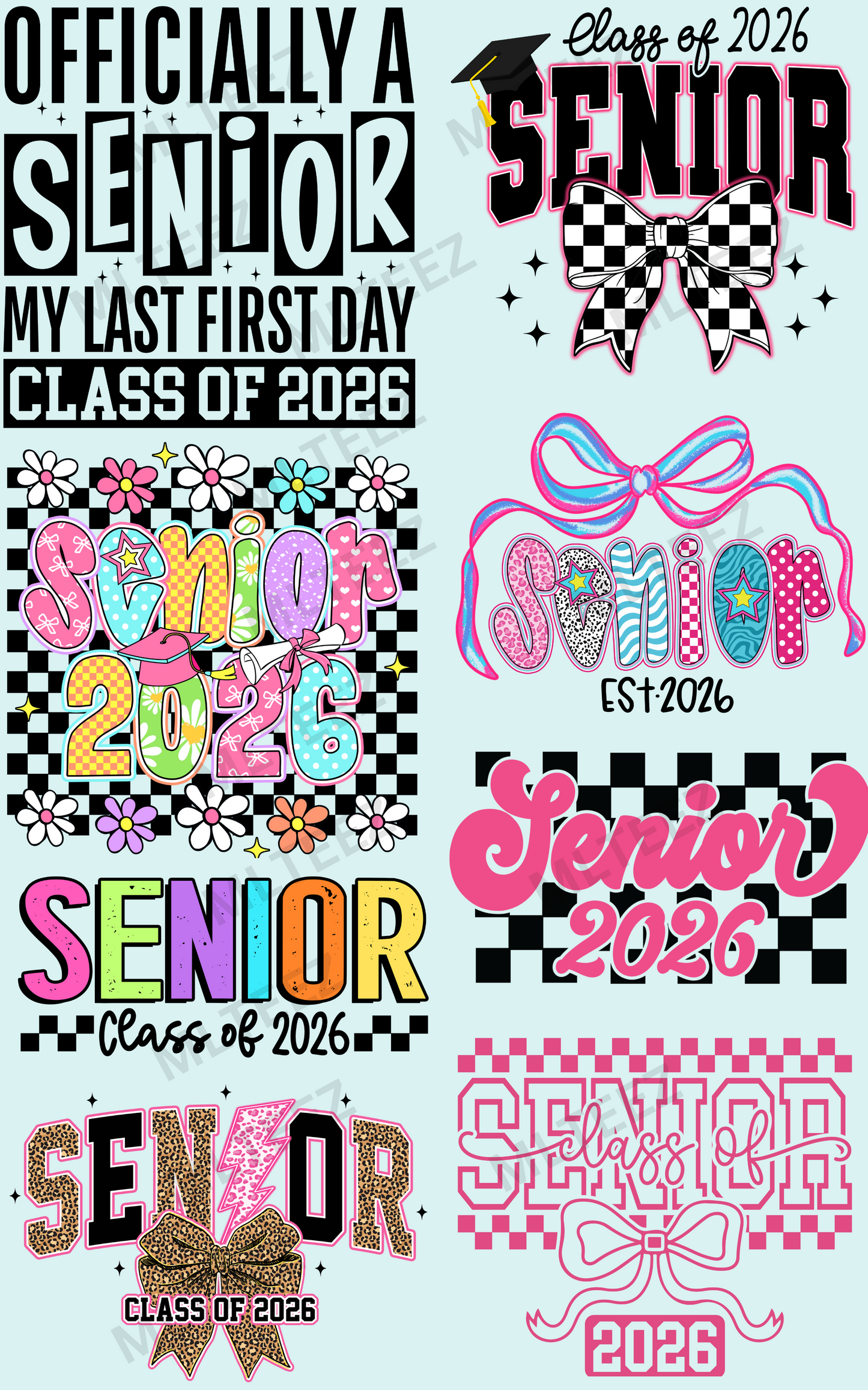 SENIOR 2026 (1) PREMADE GANGSHEET  - 22X36  DTF TRANSFERS - DIRECT TO FILM
