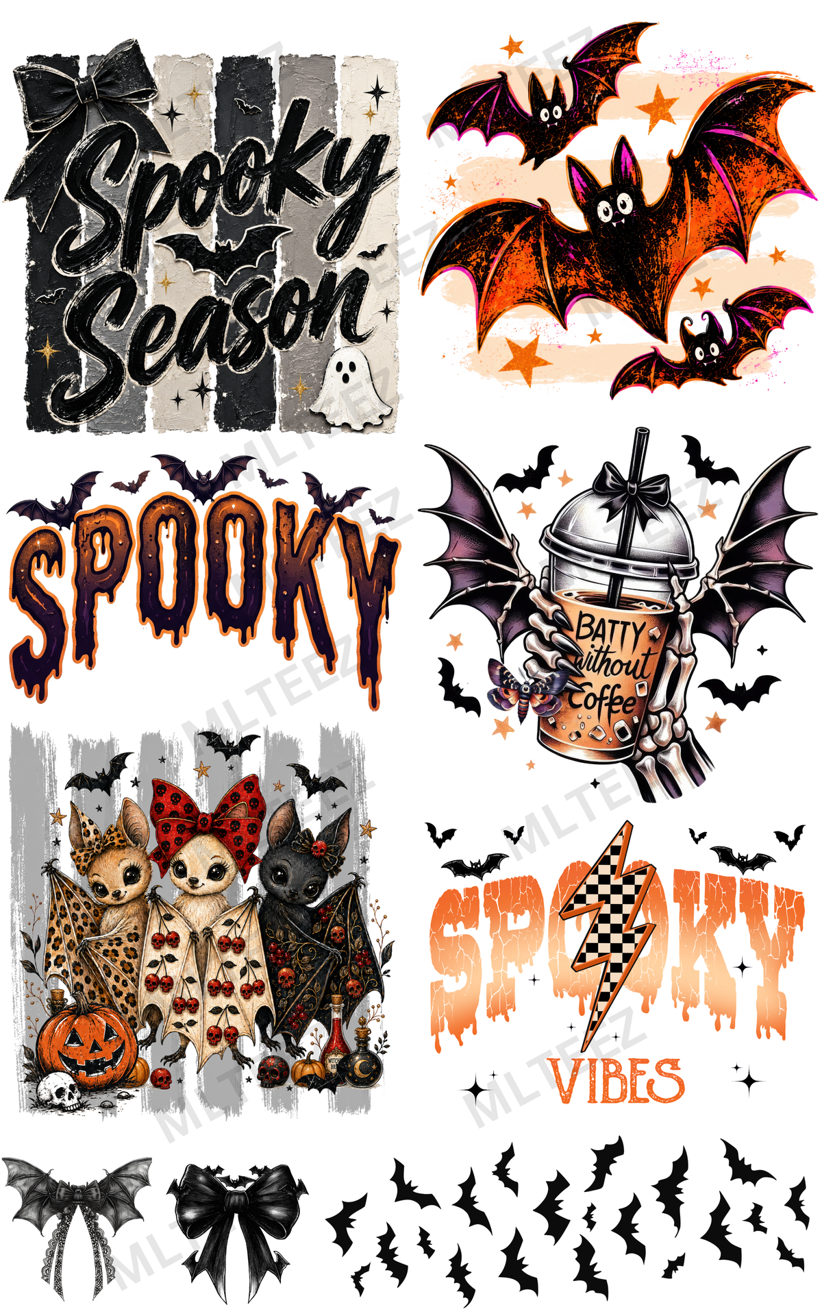 SPOOKY BAT SEASON (1) PREMADE GANGSHEET - 22X36 DTF TRANSFERS - DIRECT TO FILM