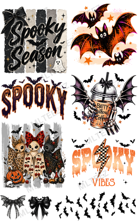 SPOOKY BAT SEASON (1) PREMADE GANGSHEET - 22X36 DTF TRANSFERS - DIRECT TO FILM