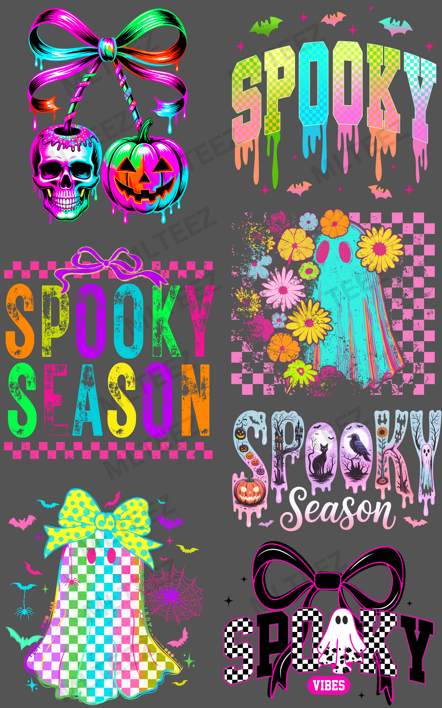 SPOOKY CHERRY SKULL/PUMPKIN PREMADE GANGSHEET - 22X36 DTF TRANSFERS - DIRECT TO FILM