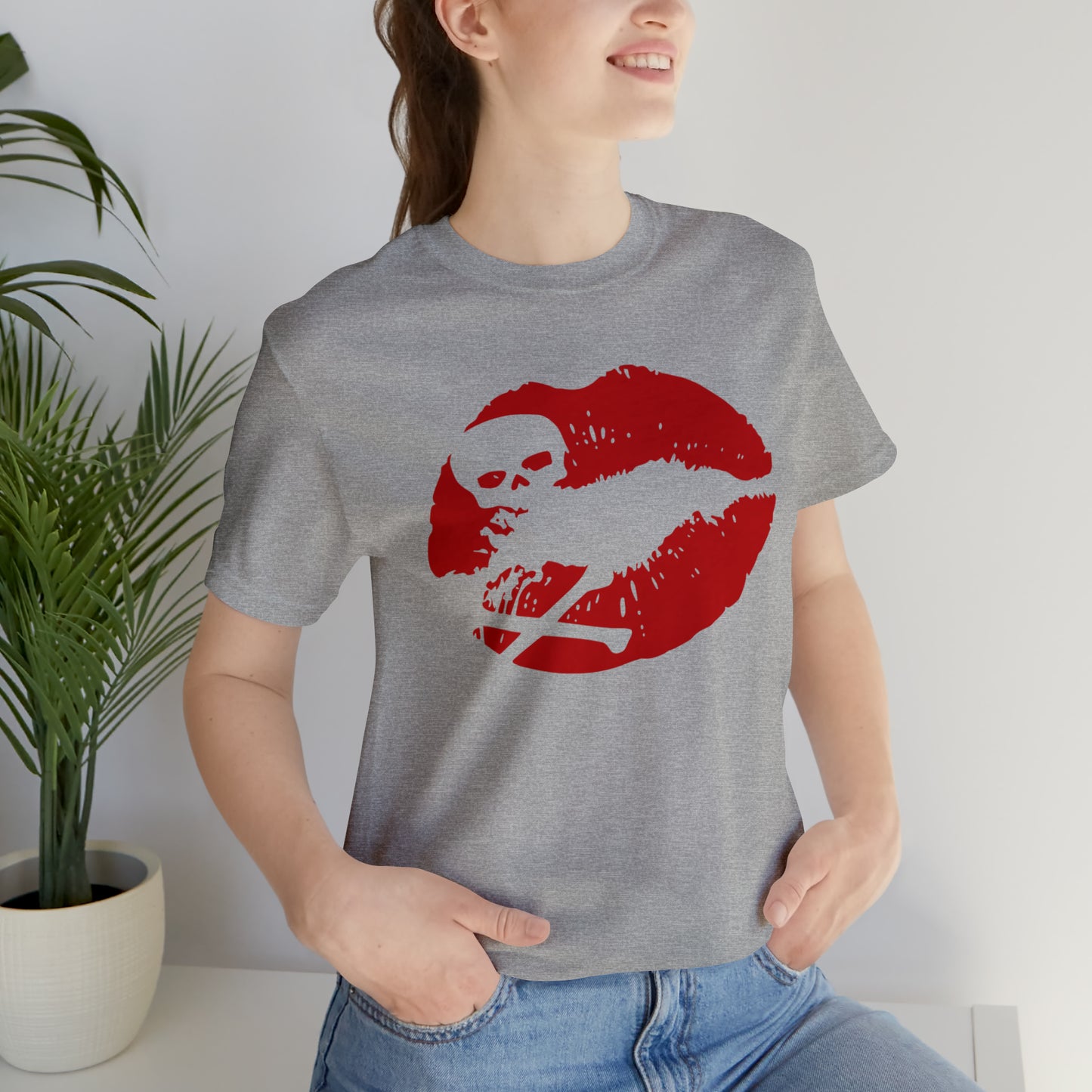 Copy of Skull Lips Tshirt, gifts for her, Boho Graphic tee, clothing for Woman, Skull tshirt, Skull graphic tee, i love you