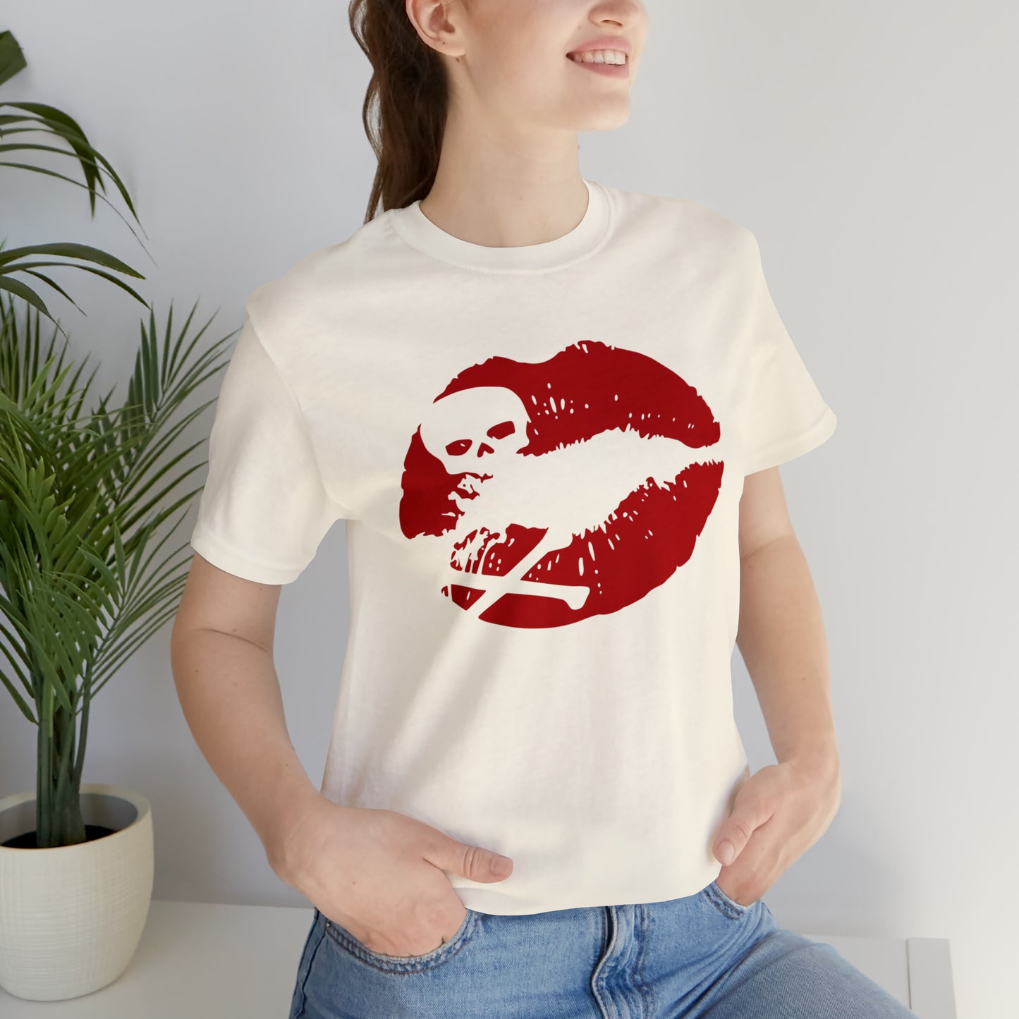 Copy of Skull Lips Tshirt, gifts for her, Boho Graphic tee, clothing for Woman, Skull tshirt, Skull graphic tee, i love you