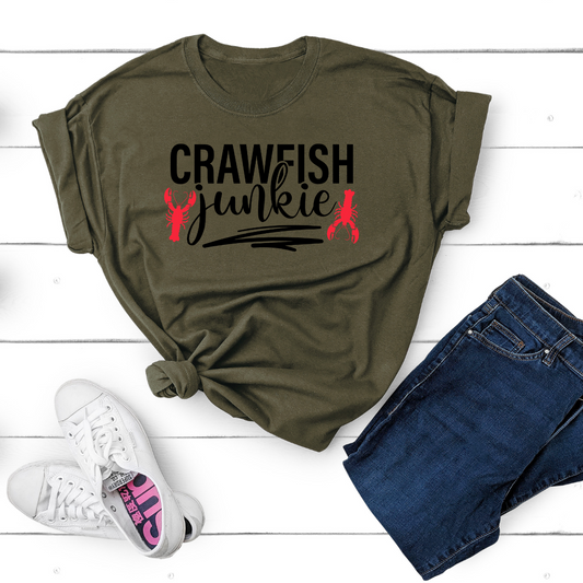Crawfish Junkie shirt, Crawfish tshirt, crawfish boil, crawfish season shirt, cajun cooking tshirt, beads and mardi gras season